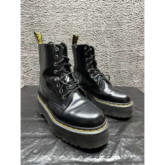 Dr. Martens Jadon Polished Smooth Leather Platform Boots Black US M 6/W‎ 7